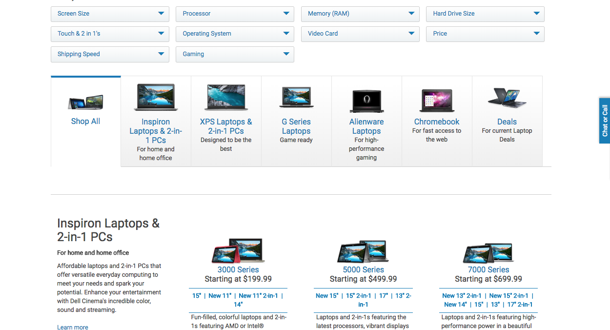 dell website screen shot
