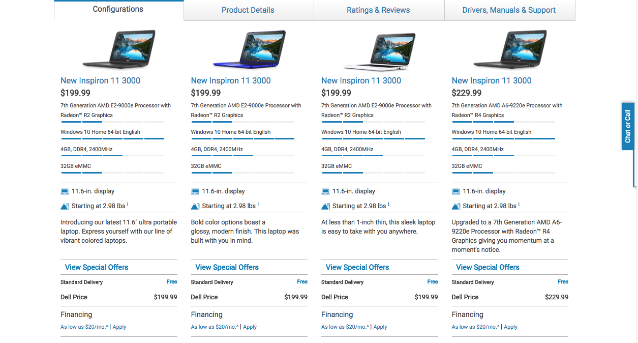 dell website screen shot